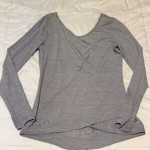 Women's Gray striped Long Sleeve Top Zella Sz Medium